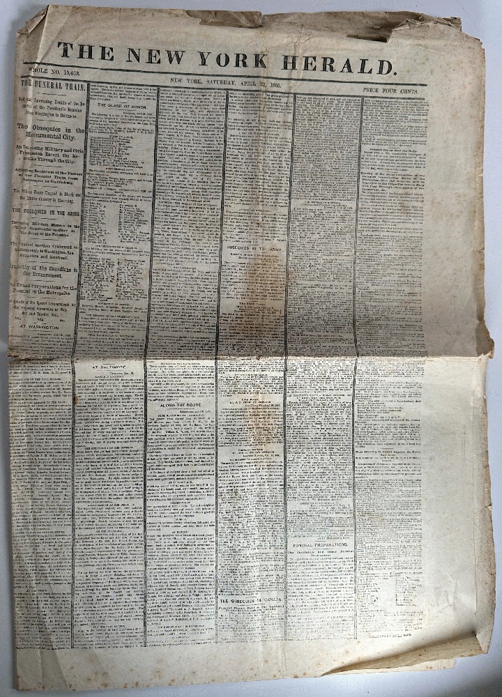 The New York Herald April 22, 1865 (Lincoln's Funeral)