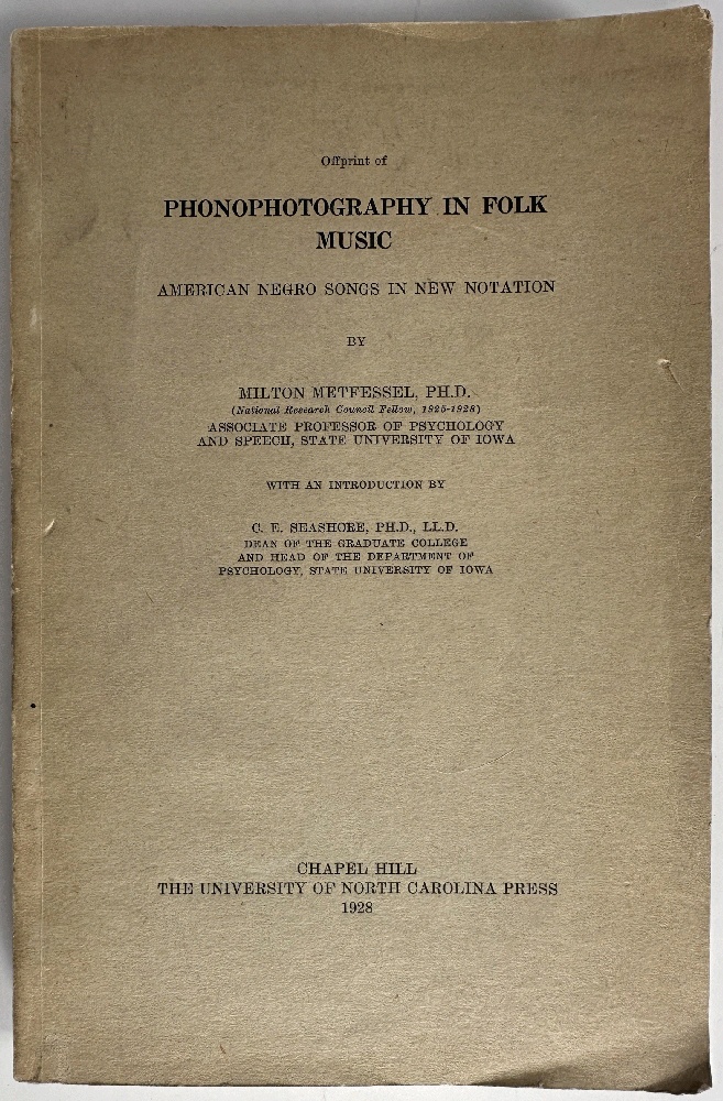 Phonophotography In Folk Music: American Negro Songs In New Notation