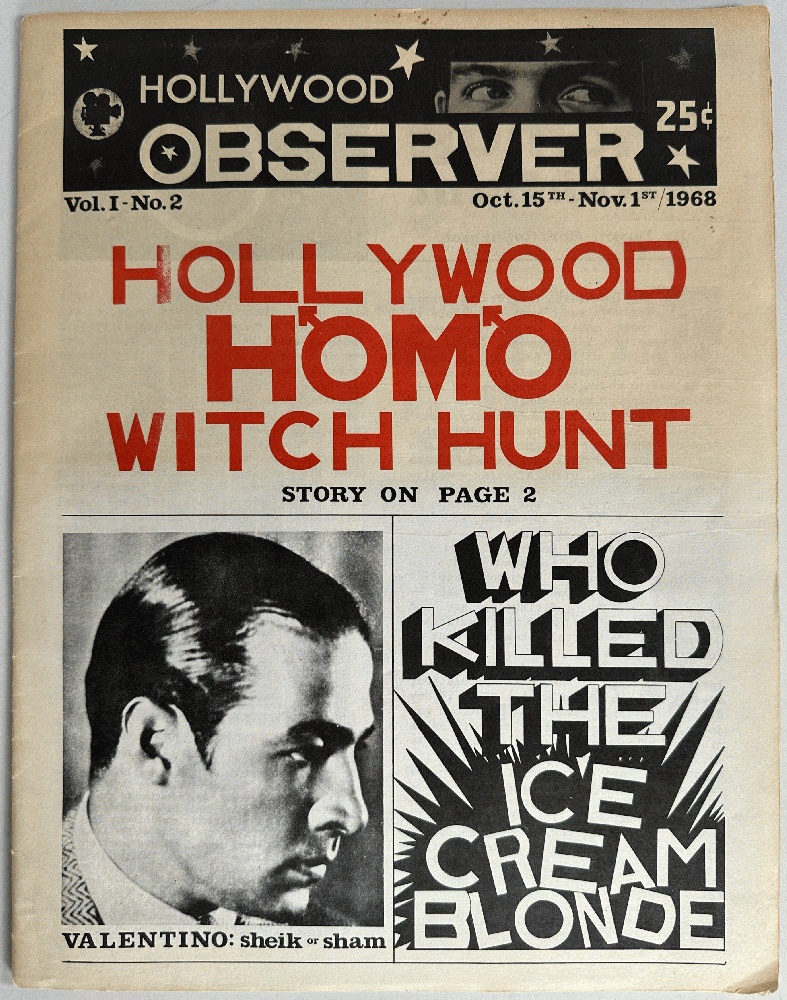 Hollywood Observer Hollywood Homo Witch Hunt Vol I No 2, Oct 15-Nov 1 1968