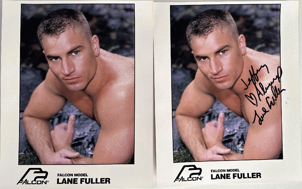 Pair of 8x10 Glossy Photographs of Falcon Model Lane Fuller, One Signed