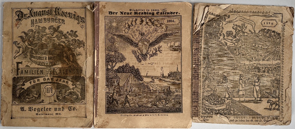 Three Pennsylvania German Calendars/Kalendars/Almanacs/Almanacks 1819, 1878, 1884
