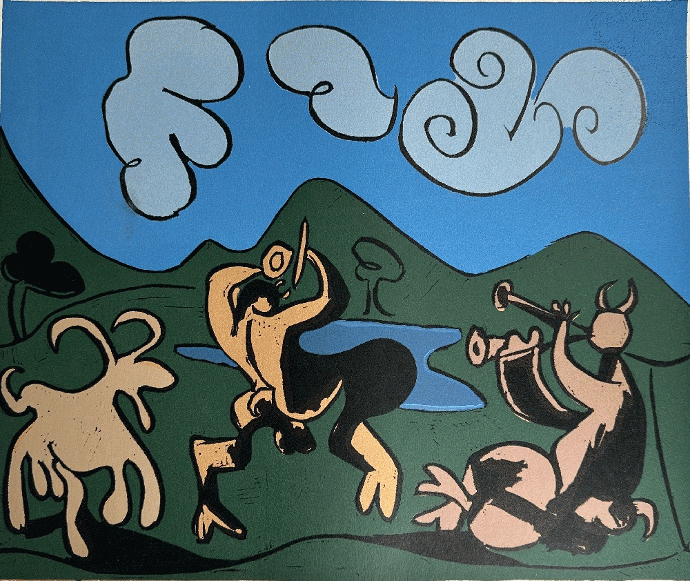 Faunes et Chevre by Pablo Picasso Linogravure Print 1962