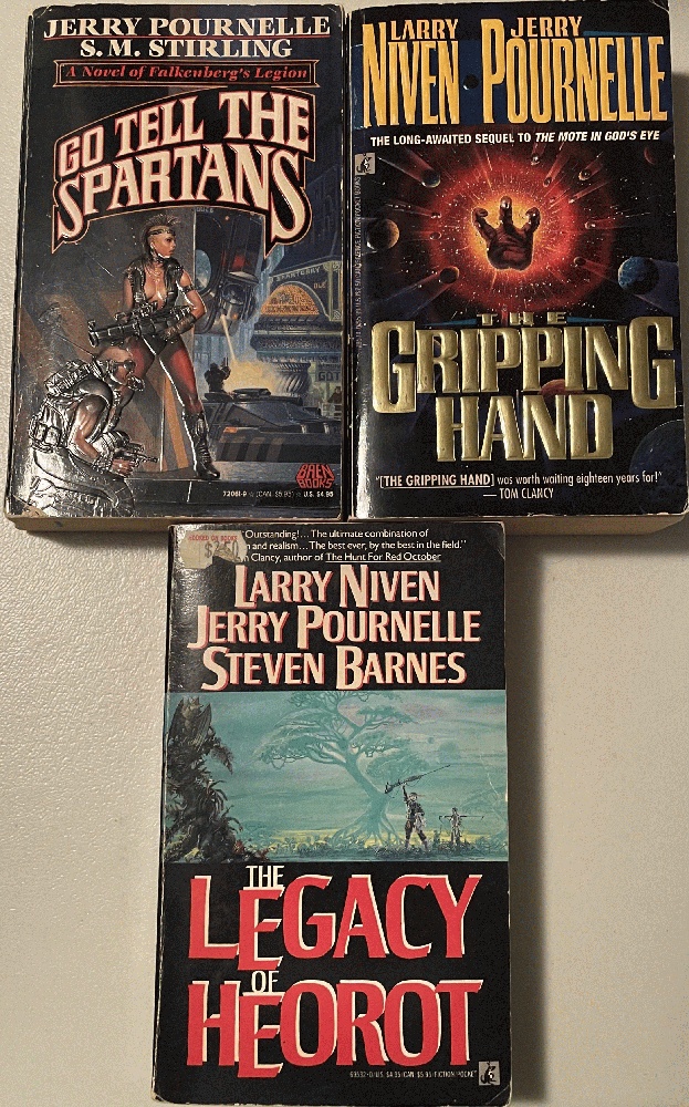 Bundle: (3) books - Go Tell The Spartans; The Gripping Hand; The Legacy of Heorot
