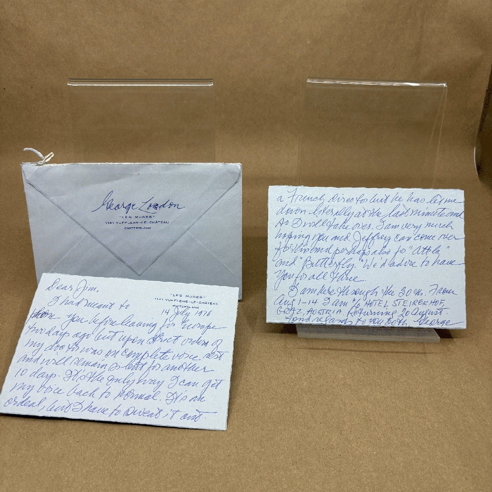 George London Letter (Signed/Autographed)