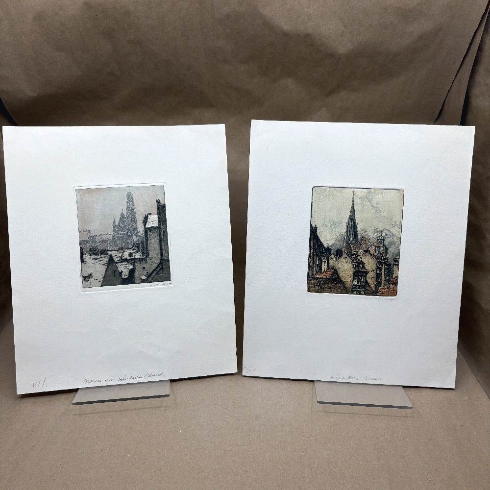 Josef Eidenberger Signed Etching Lot: Two Etchings, Signed, Unframed