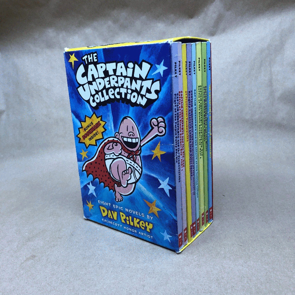The Captain Underpants Collection Boxed Set, Eight Epic Novels with Bonus Bookmark