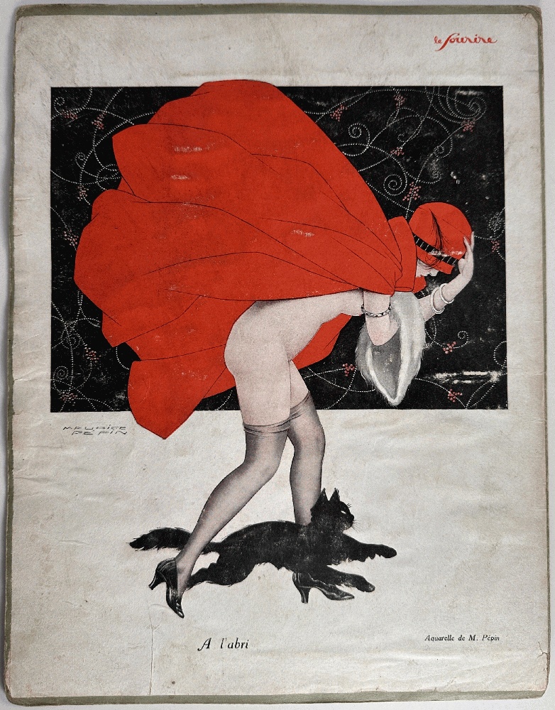 Image for A L'abri French Art Deco Pinup Art Print by Maurice Pepin from Le Fourire Magazine Dated 1933 A L'abri French Art Deco Pinup Art Print by Maurice Pepin from Le Fourire Magazine Dated 1933