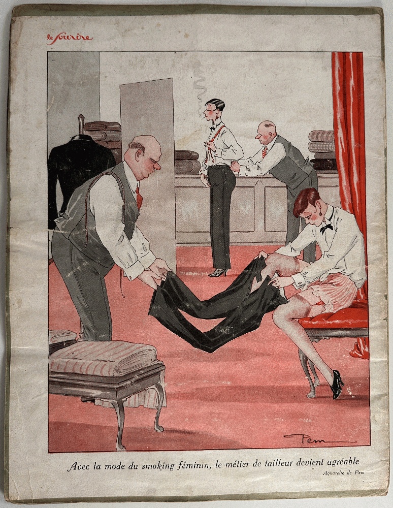 Image for Le Vestaire du Cercle Nudiste Lesbian-Themed Print by Pem, from 1929 Le Sourire Magazine Mounted on Sheet Music for Song About a Tomboy Whose Gender Confuses People Le Vestaire du Cercle Nudiste Lesbian-Themed Print by Pem, from 1929 Le Sourire Magazine Mounted on Sheet Music for Song About a Tomboy Whose Gender Confuses People