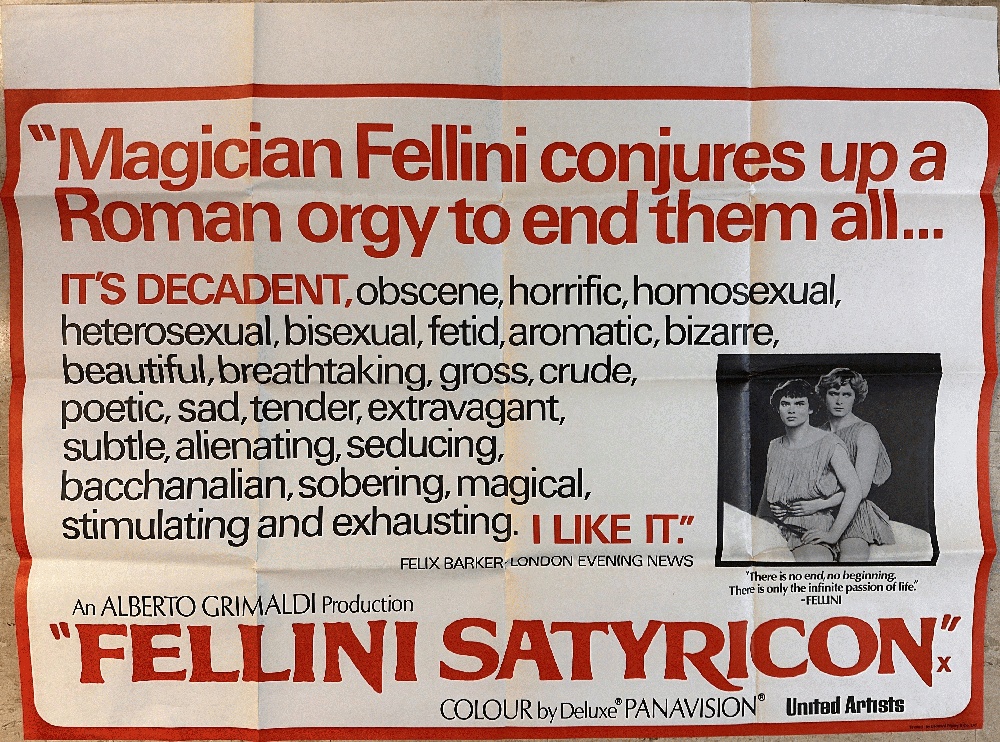 Fellini Satyricon Poster, press book and 24 colored stills