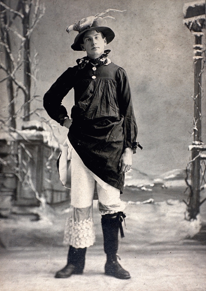 Image for Photo of Young Man in Humorous Drag, 1901 Photo of Young Man in Humorous Drag, 1901