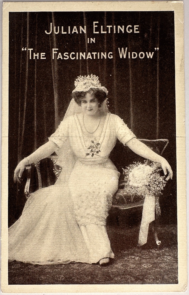 Image for Postcard of Drag Performer Julian Eltinge in The Fascinating Widow 1912 Postcard of Drag Performer Julian Eltinge in The Fascinating Widow 1912