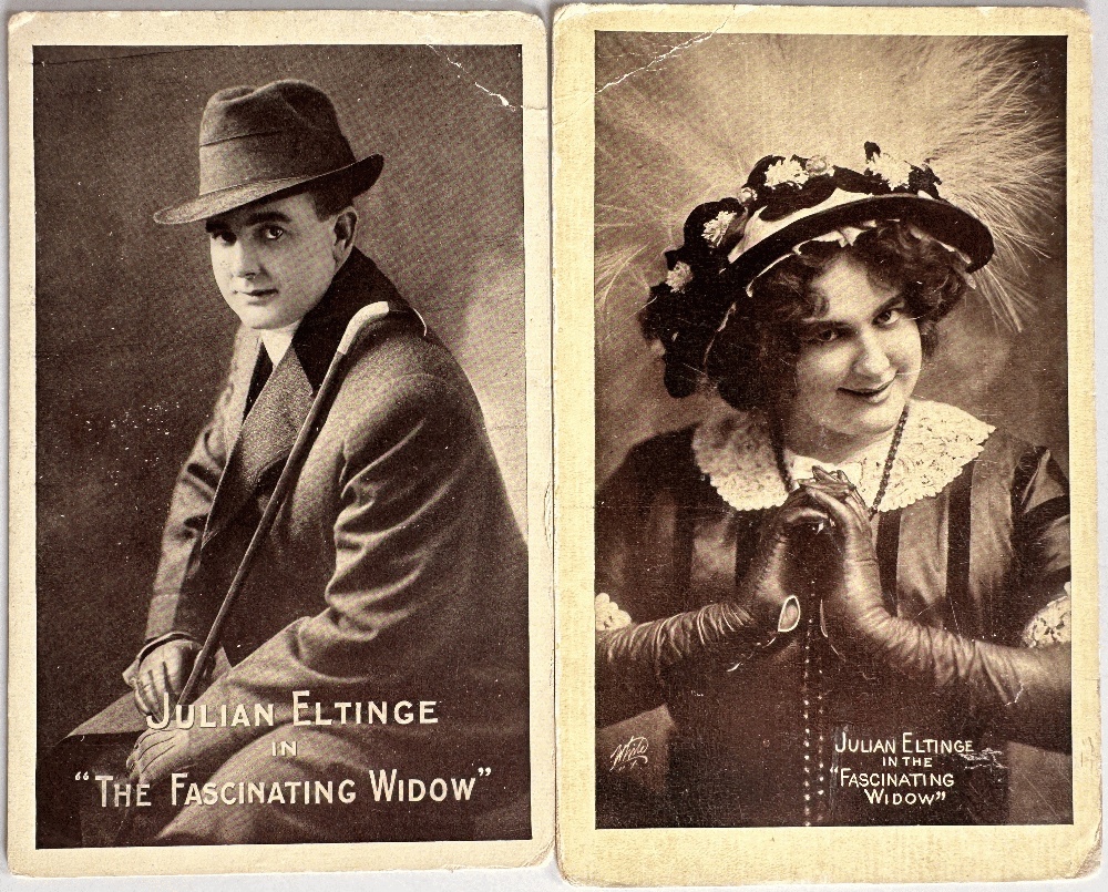 Pair of Postcards of Drag Performer Julian Eltinge 1913, One in Female Drag, One in Male Drag