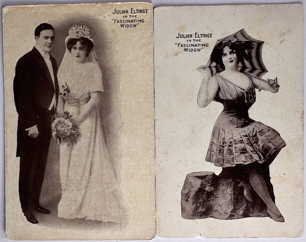 Pair of Postcards of Drag Performer Julian Eltinge 1910, One in Female Drag, One in Male Drag