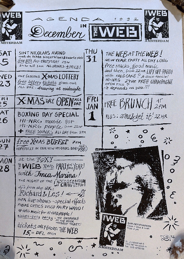 Poster for Gay Bar The Web in Amsterdam December 1992