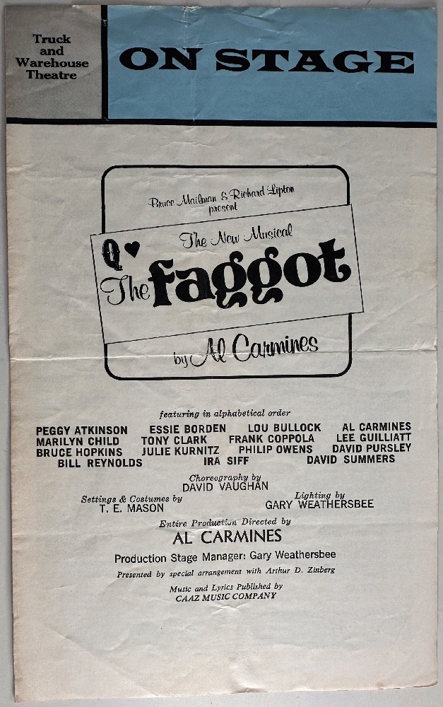 The Faggot, Musical by Al Carmines Program 1973